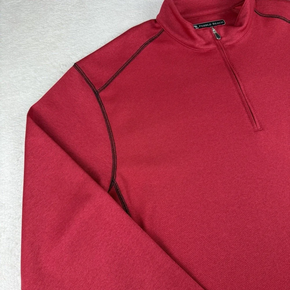 Pebble Beach Golf Red Men's Large 1/4 Zip Performance Pullover Long Sleeve - Picture 4 of 13